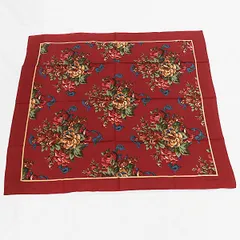 美品 ラルフローレン レッド×花柄 シルク100％ スカーフ 2000000 NSK INU