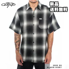 【CALTOP 半袖チェックシャツ】キャルトップ オンブレチェック オーバーサイズ アメカジ ストリート インポート 並行輸入 新品未使用 正規品 メンズ レディース ユニセックス ART-2000 BLACK×IVORY 