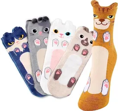Banane D'or 猫柄 靴下 レディース ソックス アニマルソックス セット( 5色セット,  Free Size)