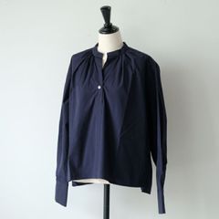 GALERIE VIE クラシックポプリン ギャザーブラウス ネイビー 25SS
