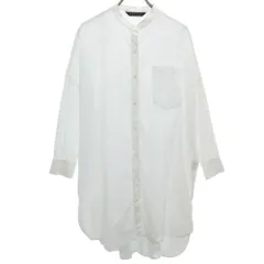 ミズイロインド 長袖 スタンドカラー シャツワンピース 白 mizuiro ind レディース