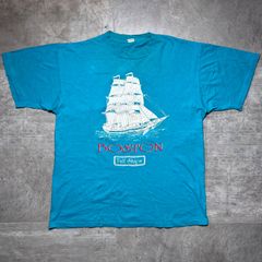 【90s・usa製】 BOSTON  シングルステッチ  XL size  Tall Ships  ブルー  青  ボストン  半袖  古着