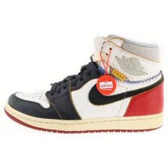 NIKE (ナイキ) ×UNION AIR JORDAN 1 RETRO HI NRG UNION ユニオン エアジョーダン1 レトロ ハイカットスニーカー ホワイト/レッド US7/25cm BV1300-106