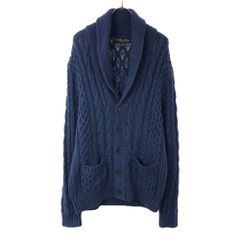 ブルックスブラザーズ ケーブル編 長袖 ショールカラー コットン ニットカーディガン M ブルー系 Brooks Brothers メンズ