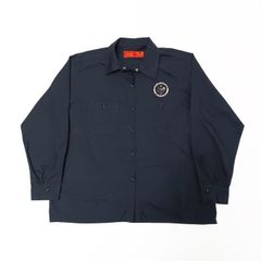Corner Stone コーナーストーン 長袖 ワークシャツ ロゴ 刺繍 ネイビー XL B202507