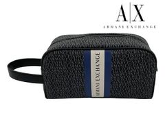 アルマーニ エクスチェンジ クラッチバッグ ARMANI EXCHANGE 958427 CC831 00020 BLACK ロゴライン入り オールオーバーロゴ柄 ブラック系 セカンドバッグ クラッチバッグ ビューティーケース ポーチ
