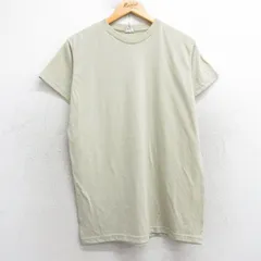 M/古着 半袖 ビンテージ Tシャツ メンズ 00s ミリタリー 無地 クルーネック 薄ベージュ カーキ 25apr24 中古
