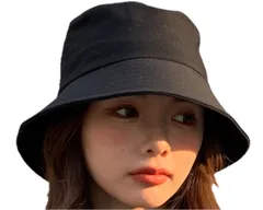 バケットハット 帽子 大きめ お洒落 可愛い 小顔効果 紫外線 UVカット アウトドア バケハ シンプル ハット レディース 軽量 バケット かぶる 夏用 つば広 おしゃれ 可愛系 炎天下 男女 韓国 綺麗 しっかり 日焼 [ブラック] [Free Size]