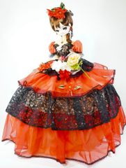 国産アンティーク　スキヨ人形研究所　リボン　国産フランス人形　ゴージャスなドレス