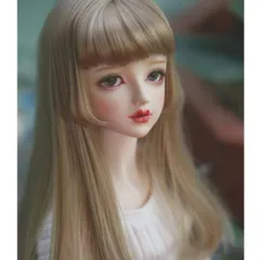 BJD/SD 6分サイズのドールウィッグ 女の子用前髪付き長髪 ウェーブカールウィッグ ドールアクセサリー