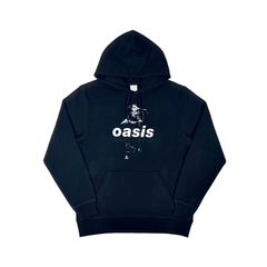 オリジナル パーカー oasis オアシス 再結成 リアム バンド ロゴ ライブ シング 90年代 マンチェスター UKロック ブリットポップ 黒 ブラック XS(SS) S M L XL(LL) ジャスト オーバー サイズ メンズ レディース ユニセックス