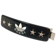 グッチ GUCCI ×アディダス adidas バレッタ ヘアクリップ ヘアアクセサリー 髪留め ロゴ ストーン スタッズ 黒 ブラックのサムネイル