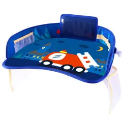 ☆ ショウボウシャ ☆ チャイルドデスク 車用 pmysn886 チャイルドデスク 車内 ベビー ベビーテーブル シートテーブル テーブル 机 防水 撥水 固定バンド付き 食事 食べこぼし 車 赤ちゃん 子供 子ども こども ドライブ かわいい