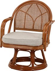 ラタン 籐 椅子 回転チェアミドル 不二貿易 幅51×奥行54×高さ68cm 立ち上がり楽 61872
