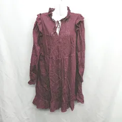 ◇ ⊇ GAP ギャップ 長袖 ミニ丈 ワンピース サイズM レッド系 レディース E  【1410290025956】