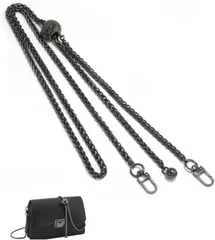 popomyul バッグチェーン ストラップ ショルダー クロスボディバッグ用 付け替え バッグアクセサリー レディース 調整可能 130cm バッグパーツ バッグストラップ スマホショルダー 高見え(メタルブラック)