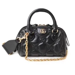 グッチ GGマトラッセ レザー ミニ バッグ 3WAY チェーンショルダー 斜め掛け ハンドバッグ ブラック レザー ゴールド金具 702251 GUCCI（未使用　展示品）