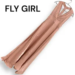 FLY GIRL フライガール アシンメトリー ロングドレス ワンピース ノースリーブ ホルターネック ベージュピンク レディース S