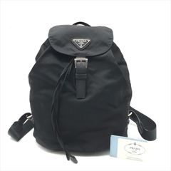 良品 PRADA プラダ 三角ロゴ プレート ナイロン テスート リュック リュックサック ブラック サフィアーノ レザー ユニセックス r45