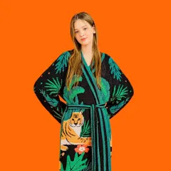 十七 ホシ 着用 ウィグルウィグル 睡眠 ガウン バスローブ サワーガウン ローブ タイガー