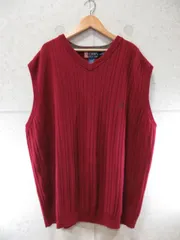 【美品】CHAPS RALPH LAUREN　チャップス ラルフローレン ニット ベスト Vネック 赤 XXLサイズ