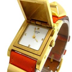 エルメス メドール レディース オレンジ＆ゴールド 時計 BOX HERMES 婦人 腕時計 クォーツ