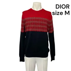 ●ディオール DIOR セーター ニット 長袖 ノルディック柄 レッド ブラック ウール100% サイズM メンズ S5U218のサムネイル