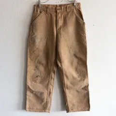 【雰囲気抜群】Carhartt【ダブルニー ペインターパンツ】32×30 ブラウン ダック カーハート 古着 25100424