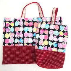 2点セット レッスンバッグ 上履き入れ 女の子 ハンドメイド　北欧　ちょうちょ 女の子