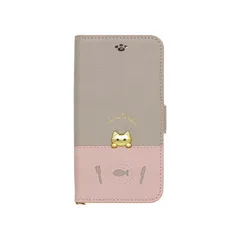 sakana to neko iPhone8/7/6s/6専用手帳型スマホケース Bタイプ iP7-DISH02 ピンクグレー
