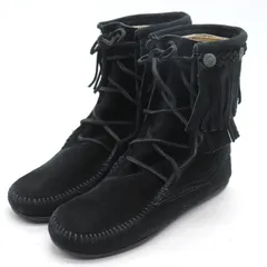 ミネトンカ ブーツ スウェード フリンジ シューズ ブランド 靴 黒 レディース 5サイズ ブラック Minnetonka 【中古】