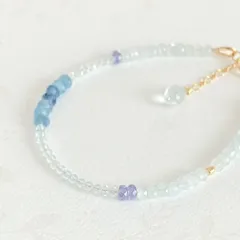 アクアマリン＆ブルートパーズ、タンザナイトのブレスレット【14kgf】