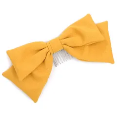 髪飾り リボン 卒業式 袴 黄色 イエロー やまぶき色 コーム 大きめ 大人可愛い レトロ 大正ロマン 粋 日本製 お洒落 成人式 振 No.9-5236