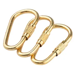 【人気商品】鍵 キーリング キーホルダー リング メンズ キーホルダー レディース キー 留め金 金具 車 アウトドア 釣り パーツ 可愛い 手芸用品 ミニ 真鍮 カラビナ リング スクリュー型 紛失防止 [Yemax] 小物 ゴールド 3点セット