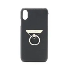 プラダ PRADA 携帯・スマホアクセサリー バンカーリング付き iPhone XS Max 2ZH083 ブラック サフィアーノレザー iPhoneケース ユニセックス Used A