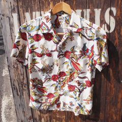 【ALOHA / Hollywood Ranch Market】SEILIN アロハ  ハリウッドランチマーケット ハリラン ボタニカル 花柄 レーヨン 捺染 アロハシャツ 白  0(XS)