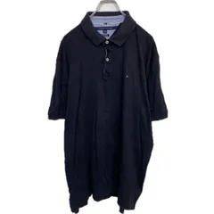 TOMMY HILFIGER 半袖 ロゴ ポロシャツ 2XL ブラック トミーヒルフィガー ワンポイントロゴ 古着卸 アメリカ仕入 a708-5583