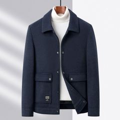 超希少■ウールコート メンズ 秋冬 厚手 カシミヤコート テーラードジャケット 背広 新品 ブレザー 紳士スーツ 無地 アウター ネイビーM~4XL