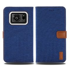 NAVY アクオスr6 ソフトバンク ドコモsh51b シャープR6 スマホケース 横置きスタンド機能 カード収納ポケット ベストデニム材料 全面保護 手帳ケース(ブルー) SHARP 対応 softbank SH-51B docomo / R6 AQUOS