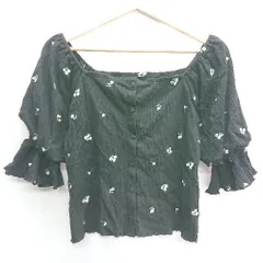 ◇ one after another NICE CLAUP 花柄 総柄 半袖 チュニック 表記なし ブラック レディース E  【1406180067793】