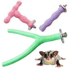 SALUDABLE モモンガ 爪とぎ ケージ フクロモモンガ おもちゃ 小動物 TY型 バー セット (Aタイプ３点セット)