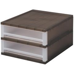 サンコープラスチック 小物収納 ブリオ A4浅2段 幅27×奥34.7×高18.5cm ブラウン 0のサムネイル