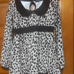 CECILMcBEE長袖ダメシアン柄ミニワンピース