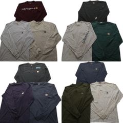 古着卸 まとめ売り カーハート Carhartt 長袖Tシャツ (メンズ M ) 胸ポケット 袖プリント ワンポイント 中古 古着 NB3973