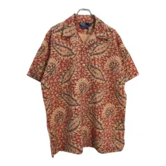 90年代 Polo by Ralph Lauren ポロ ラルフローレン VINTAGE CAMP 半袖シャツ 総柄 レッド(メンズ M)中古 古着 U5758