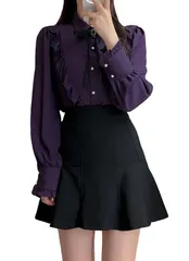 【人気商品】地雷系 かわいい レディースブラウス 量産型 トップス おしゃれ シャツ フリル ファッション 森ガール レース 学生 リボン 長袖 レディース 春 夏 ブラウス 秋 [ＸＨＳＵＫＡＤＯ] 服