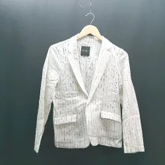 ◇ RAY CASSIN フロントボタン ストライプ柄 大人カジュアル 長袖 ジャケット サイズM ホワイト ブラック レディース E  【1307260066807】