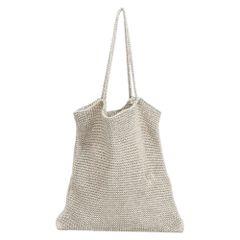 ☆ 실버 ☆ cache cache 카슈카슈 라메 실 뜨개질 토트 백 cachecache 카슈카슈 토트 백 라메 실 토트 백 토트 핸드백 어깨걸이 서브 백 서브백 크로셰 토트 백 접는 접이식 크로쉐
