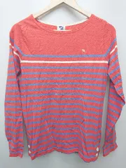 ◇ Arnold Palmer アーノルド ボートネック ボーダー 長袖 Tシャツ カットソー サイズ4 レッド系 マルチ レディース P  【1406110023295】