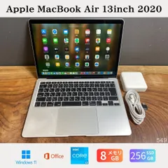［美品］Apple MacBook Air 13inch 2020/Core i3 1.1GHz/メモリ8GB/SSD256GB/Windows11/Office 2024/549